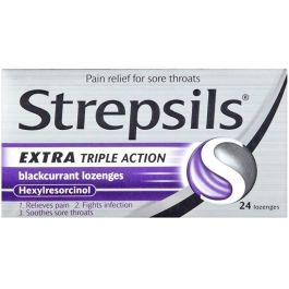 Strepsils Extra Triple Act Blackcurrant  24'S