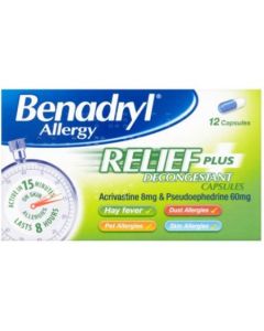 Picture of Benadryl Plus Capsules Allg/Relief  12S