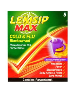 Picture of Lemsip Max Cold & Flu B/Currant Sachets  5S